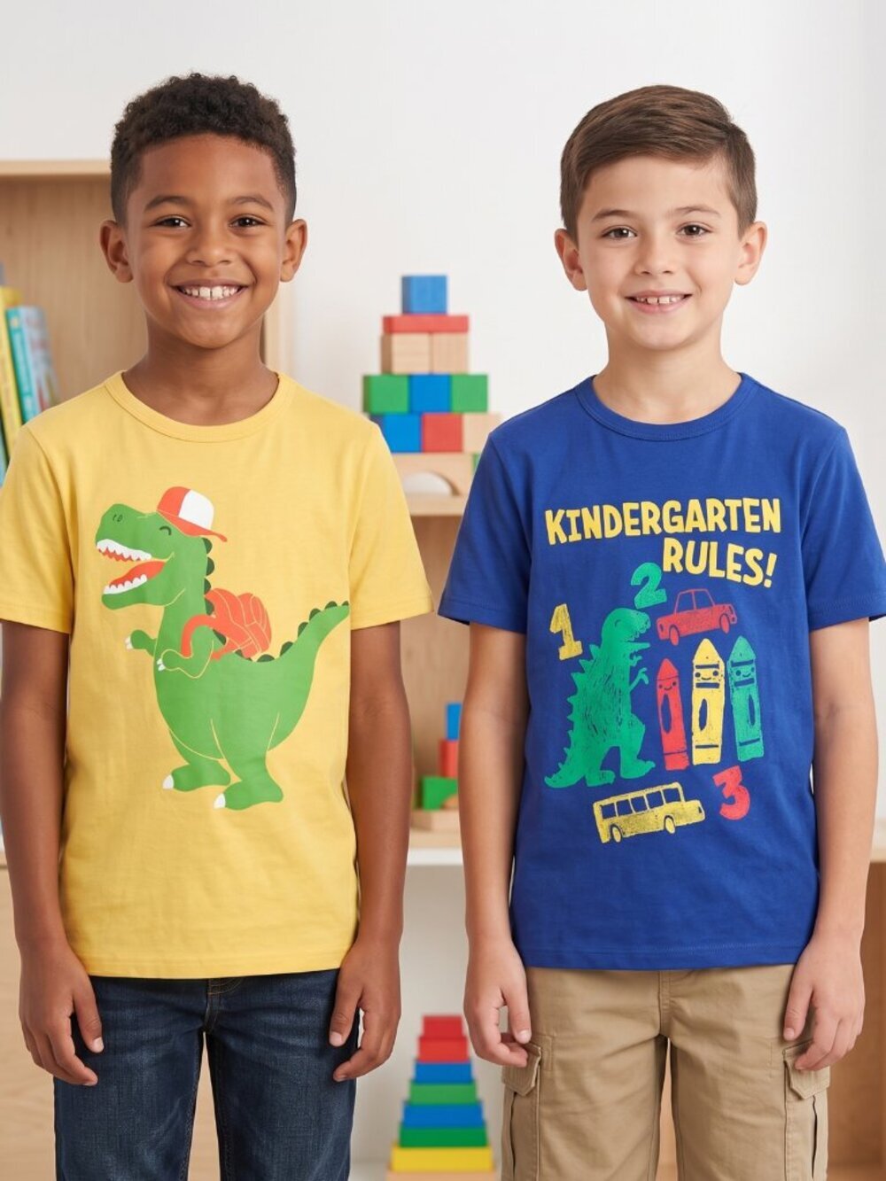 NWT | The Children's Place 2-Pack Dinosaur Graphic T-Shirts | Yellow Blue | 10/1